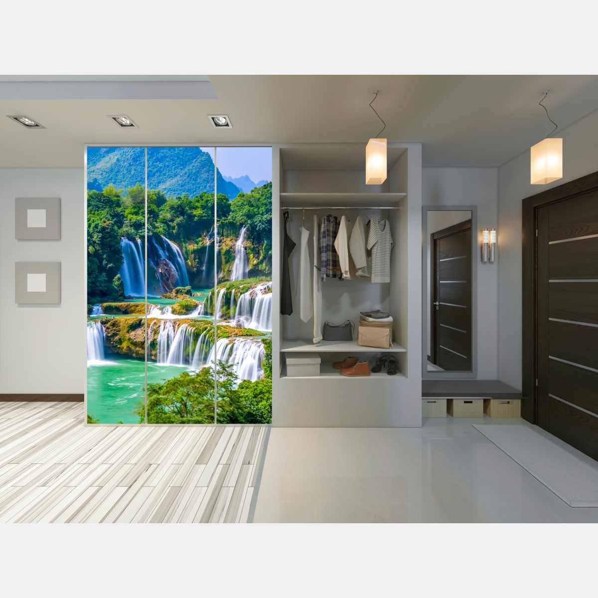 Naklejka na szafę szmaragdowe kaskady wodospadów – Wallissimo® Naklejka na szafę szmaragdowe kaskady wodospadów – Wallissimo®
