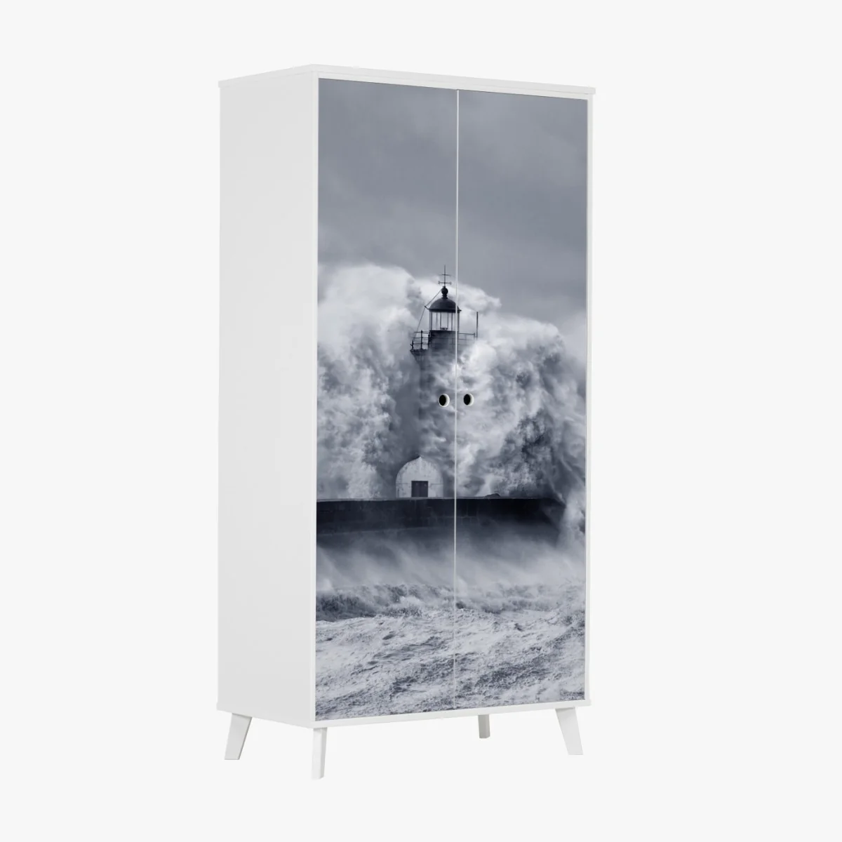 Naklejka na szafę latarnia morska pochłonięta przez fale – Wallissimo® Naklejka na szafę latarnia morska pochłonięta przez fale – Wallissimo®