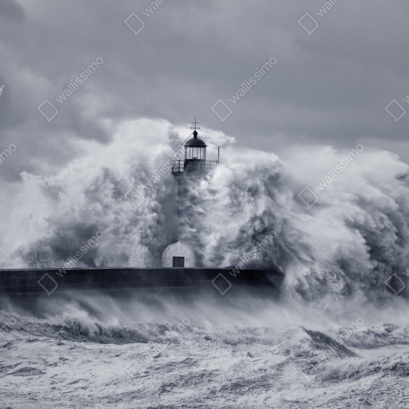 Naklejka na szafę latarnia morska pochłonięta przez fale – Wallissimo® Naklejka na szafę latarnia morska pochłonięta przez fale – Wallissimo®