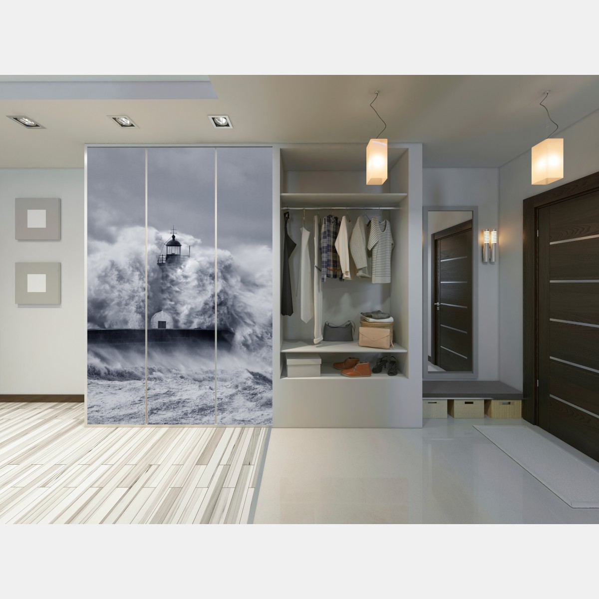 Naklejka na szafę latarnia morska pochłonięta przez fale – Wallissimo® Naklejka na szafę latarnia morska pochłonięta przez fale – Wallissimo®