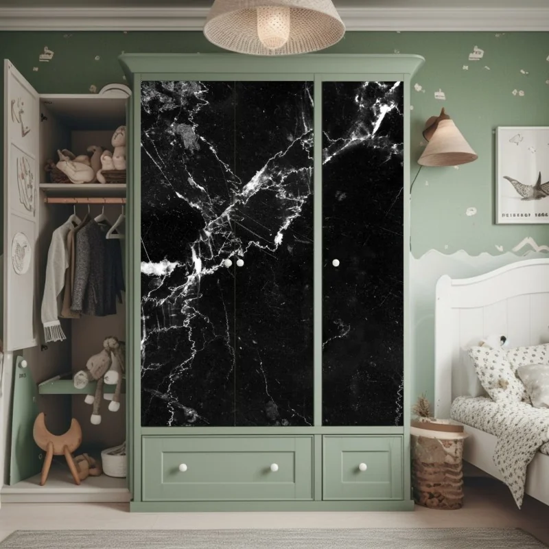 Naklejka na szafę tropikalny wzór z liśćmi monstery – Wallissimo®