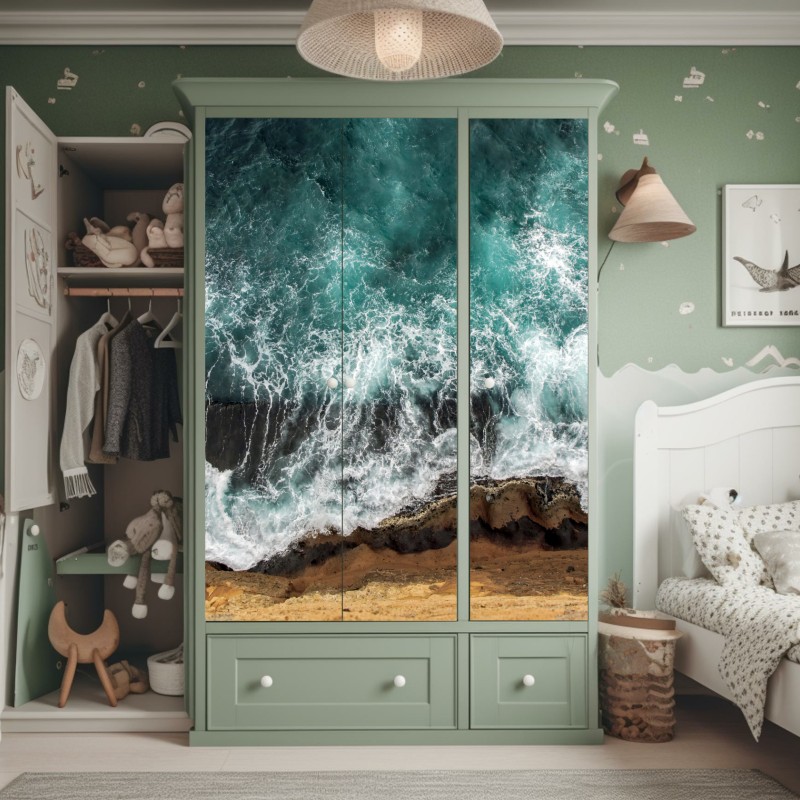 Naklejka na szafę złote Wat Arun o zmierzchu – Wallissimo®