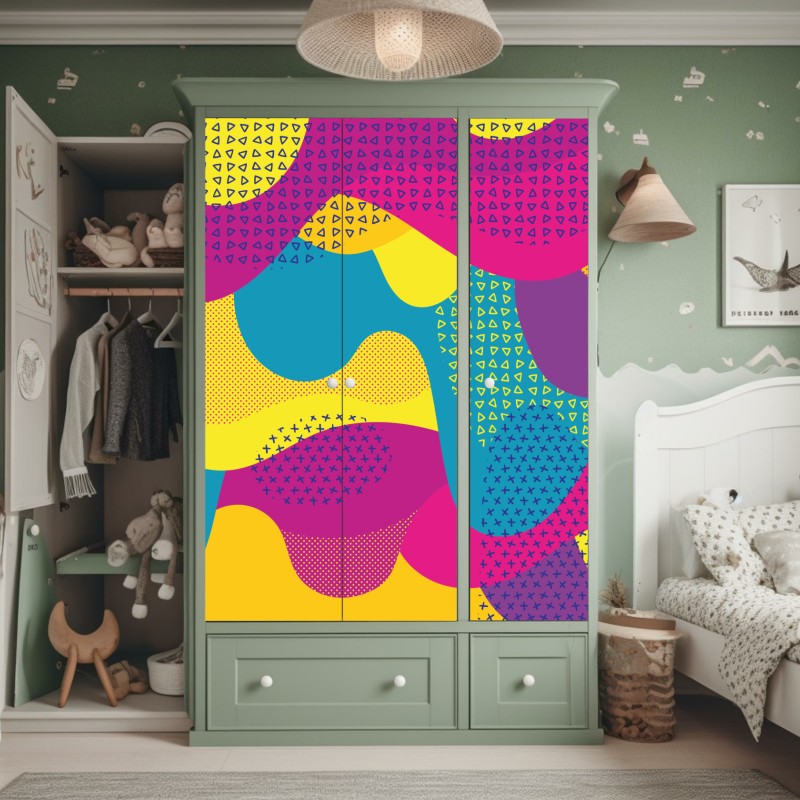 Naklejka na szafę żywa fioletowa kompozycja abstrakcyjna – Wallissimo®