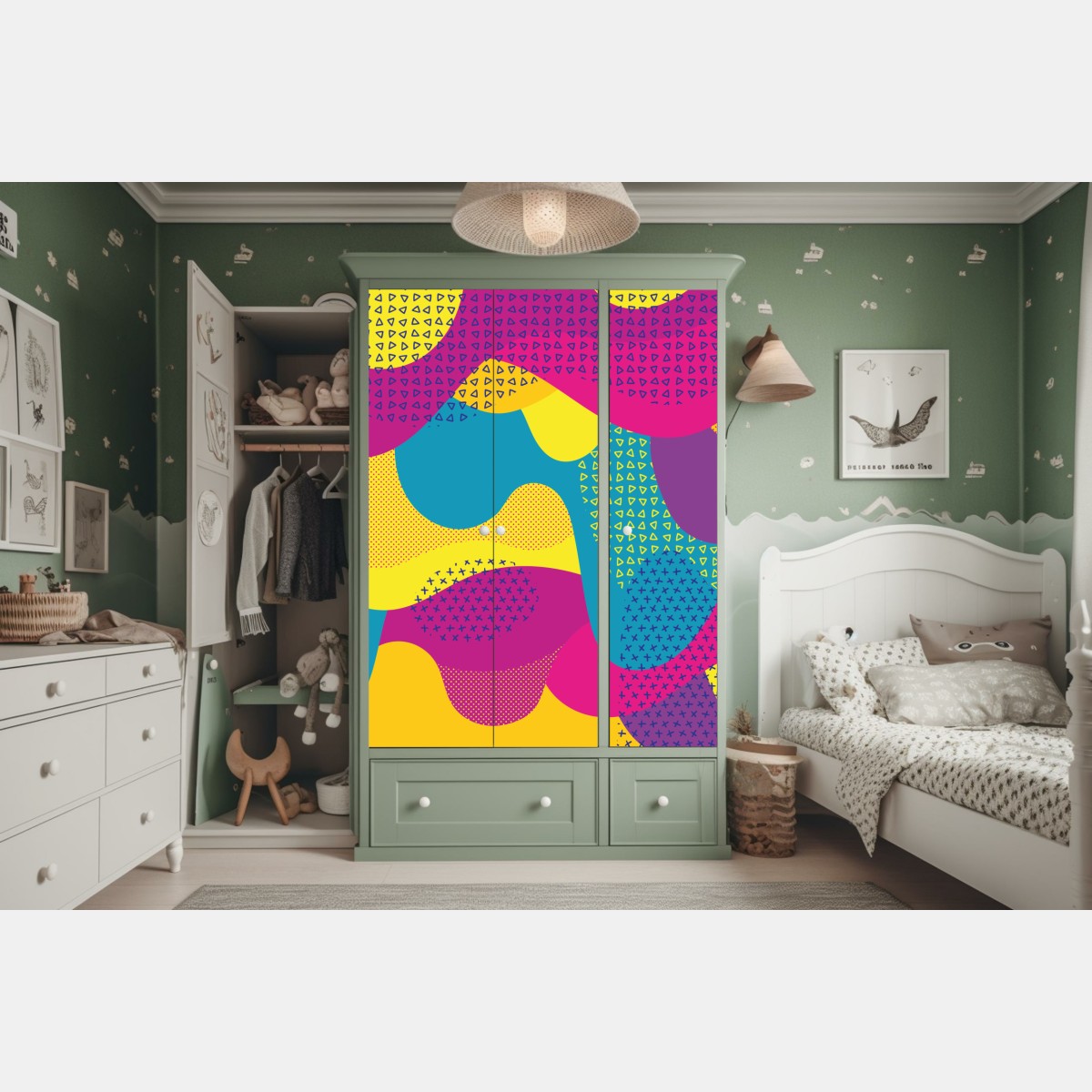 Naklejka na szafę żywy abstrakcyjny wzór fal – Wallissimo® Naklejka na szafę żywy abstrakcyjny wzór fal – Wallissimo®