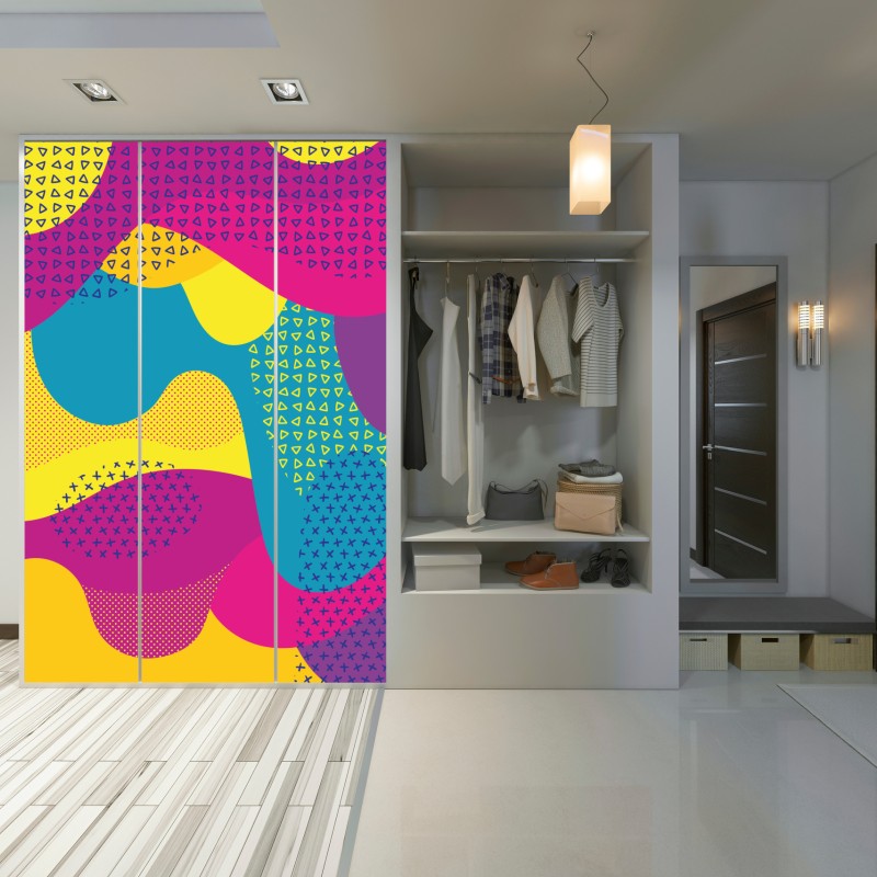 Naklejka na szafę żywy abstrakcyjny wzór fal – Wallissimo® Naklejka na szafę żywy abstrakcyjny wzór fal – Wallissimo®