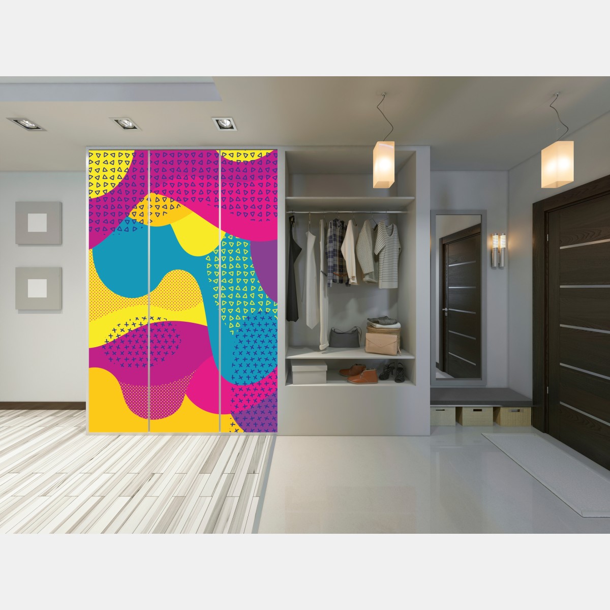 Naklejka na szafę żywy abstrakcyjny wzór fal – Wallissimo® Naklejka na szafę żywy abstrakcyjny wzór fal – Wallissimo®