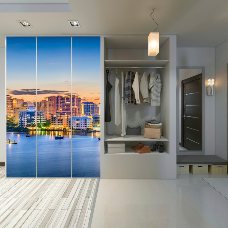 Naklejka na szafę Sarasota o świcie nad zatoką – Wallissimo® Naklejka na szafę Sarasota o świcie nad zatoką – Wallissimo®