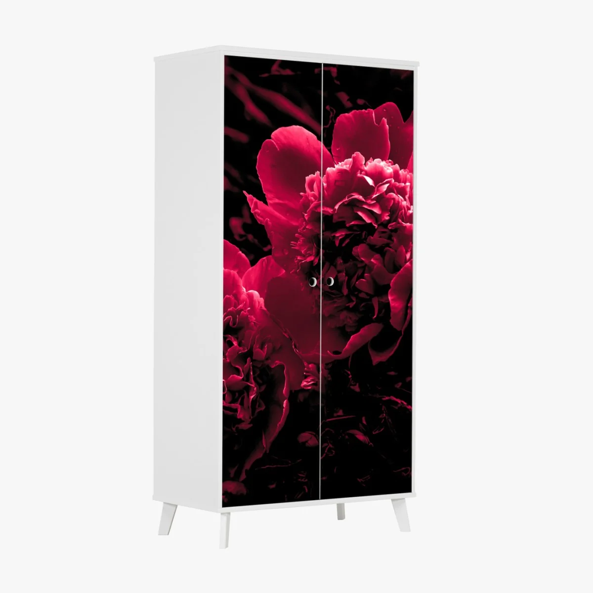 Naklejka na szafę nastrojowe różowe piwonie – Wallissimo® Naklejka na szafę nastrojowe różowe piwonie – Wallissimo®