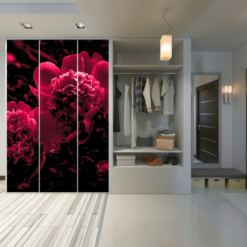 Naklejka na szafę nastrojowe różowe piwonie – Wallissimo® Naklejka na szafę nastrojowe różowe piwonie – Wallissimo®