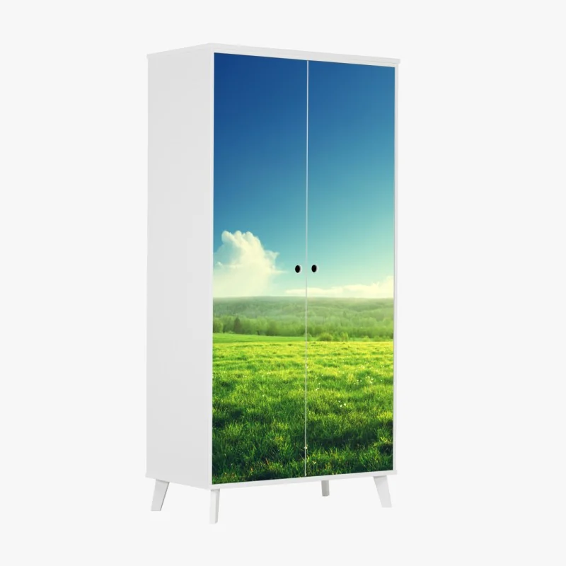 Naklejka na szafę słoneczna wiosenna łąka o zachodzie słońca