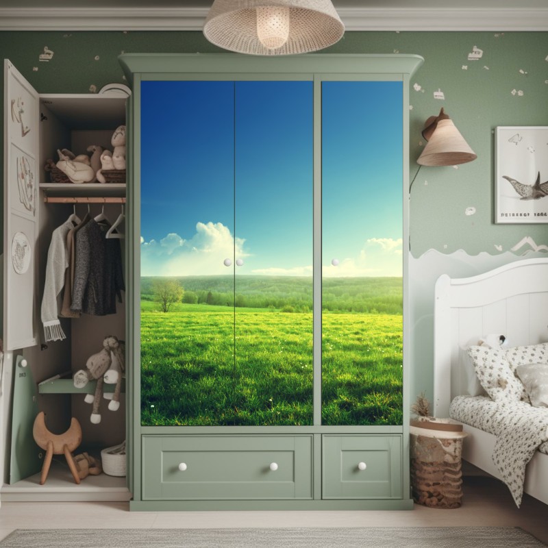 Naklejka na szafę tropikalny wzór z liśćmi monstery – Wallissimo®