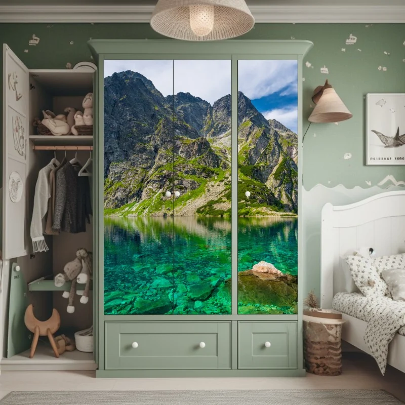 Naklejka na szafę ornamentalny złoty wzór chmur – Wallissimo®