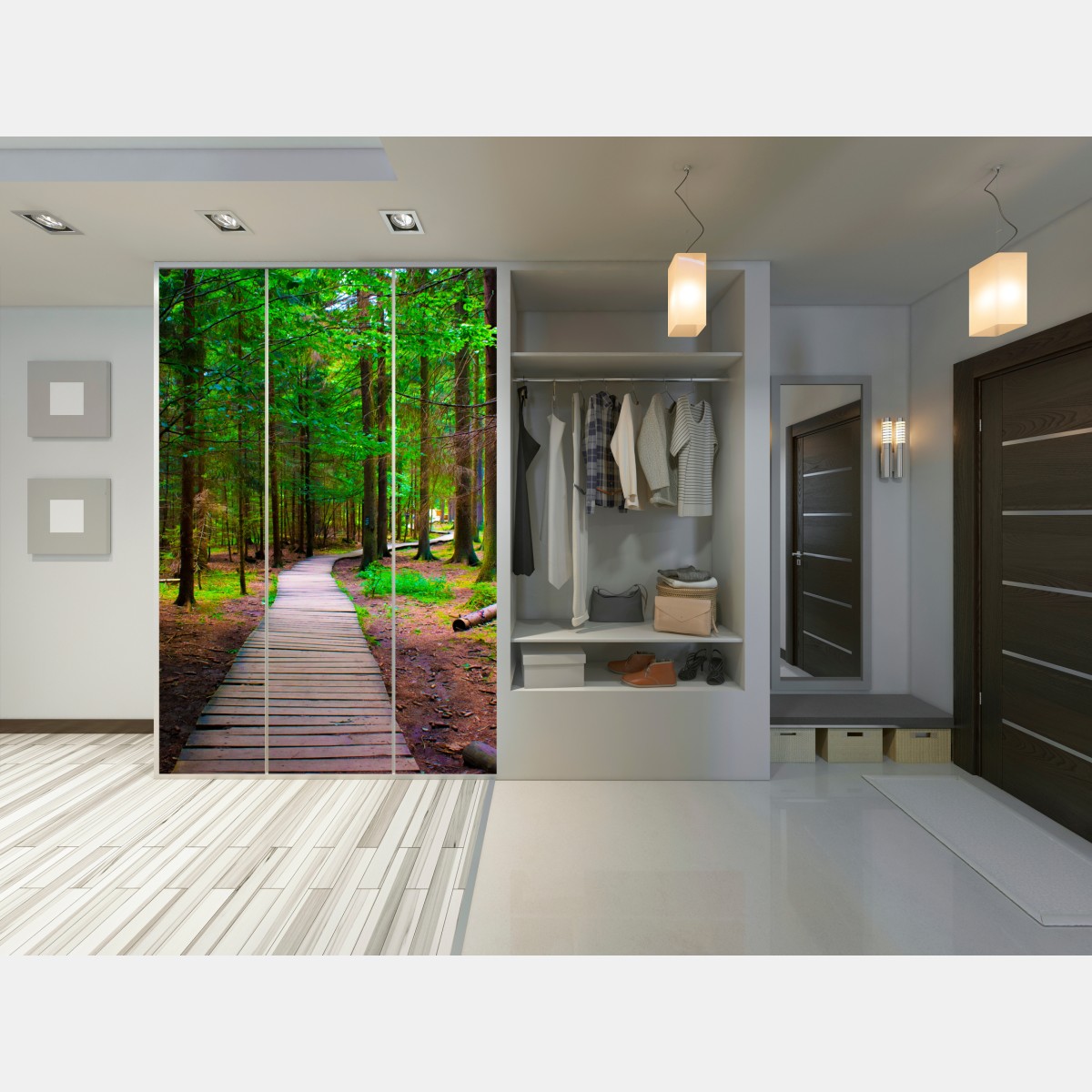 Naklejka na szafę spokojna leśna kładka – Wallissimo® Naklejka na szafę spokojna leśna kładka – Wallissimo®