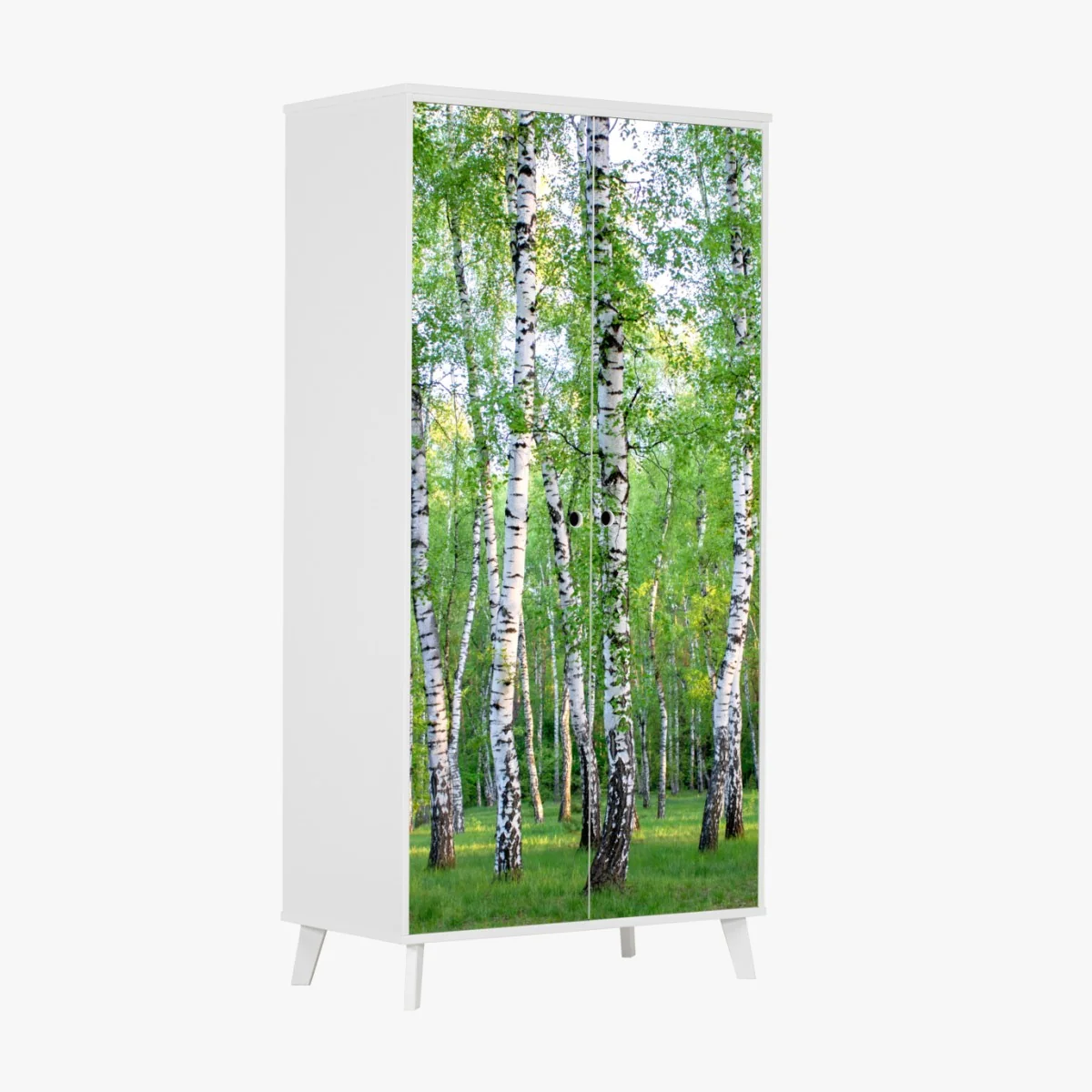 Naklejka na szafę spokojny brzozowy gaj latem – Wallissimo® Naklejka na szafę spokojny brzozowy gaj latem – Wallissimo®