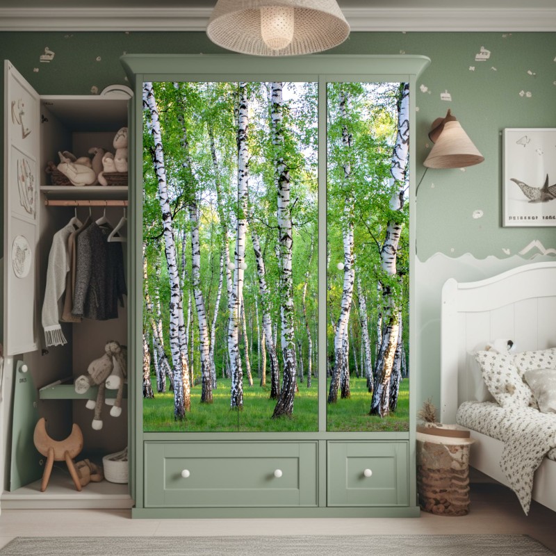 Naklejka na szafę pastelowe palmy o zmierzchu – Wallissimo®