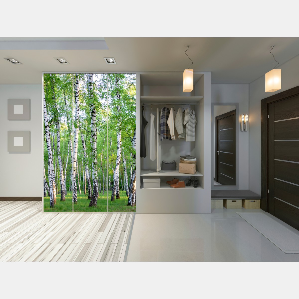 Naklejka na szafę spokojny brzozowy gaj latem – Wallissimo® Naklejka na szafę spokojny brzozowy gaj latem – Wallissimo®