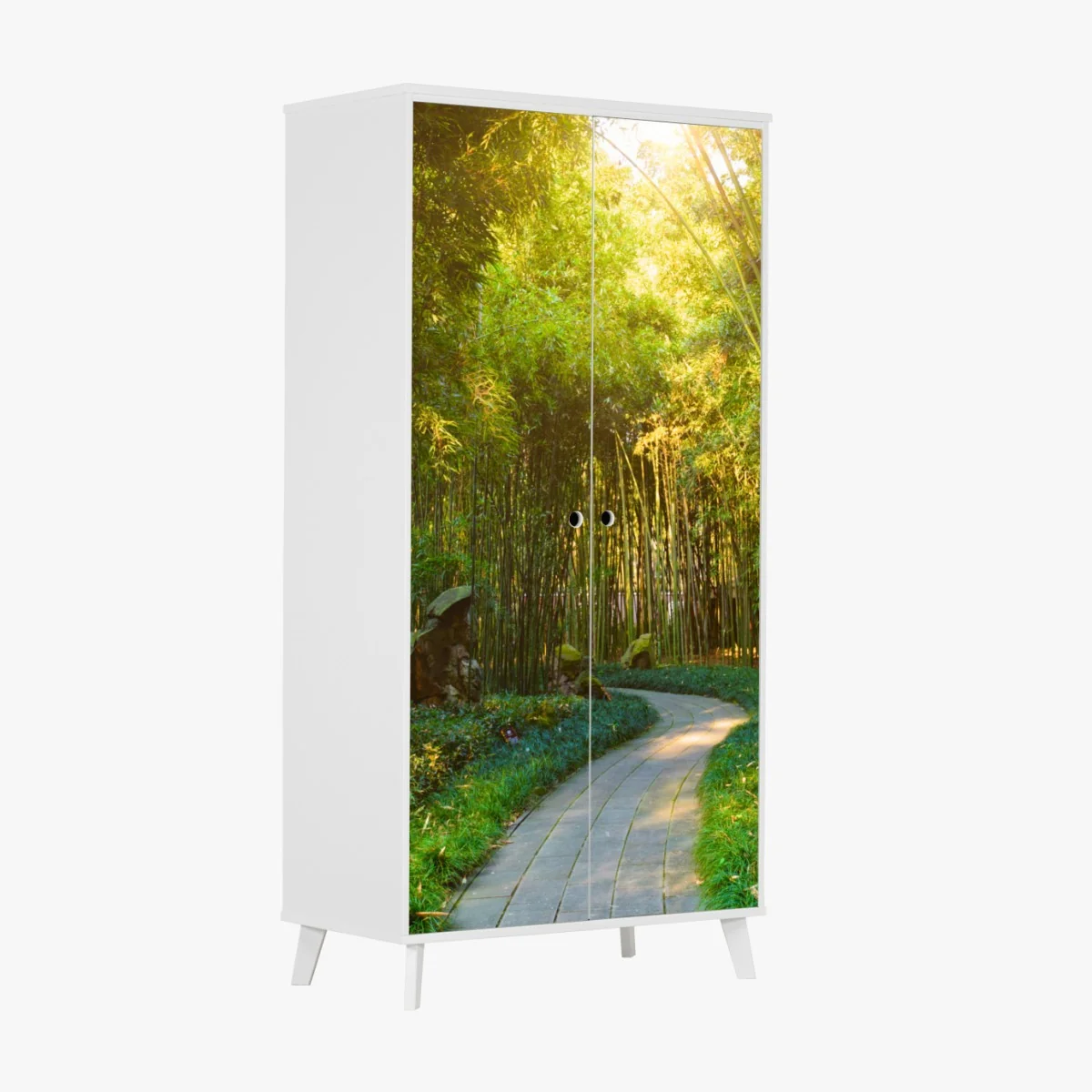 Naklejka na szafę spokojna ścieżka w bambusowym lesie – Wallissimo® Naklejka na szafę spokojna ścieżka w bambusowym lesie – Wallissimo®