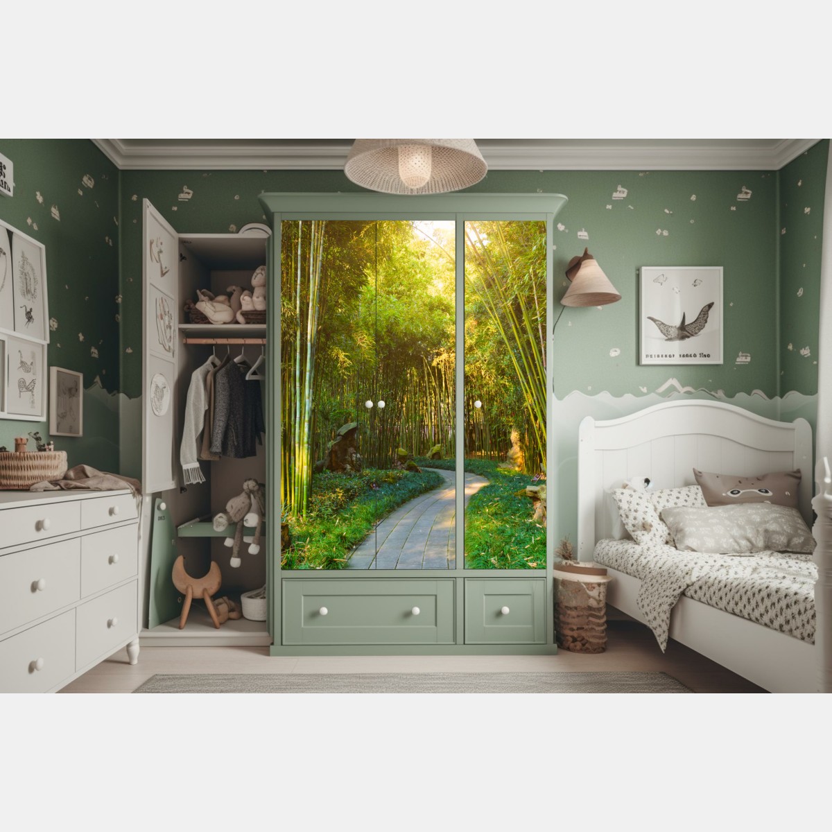 Naklejka na szafę spokojna ścieżka w bambusowym lesie – Wallissimo® Naklejka na szafę spokojna ścieżka w bambusowym lesie – Wallissimo®