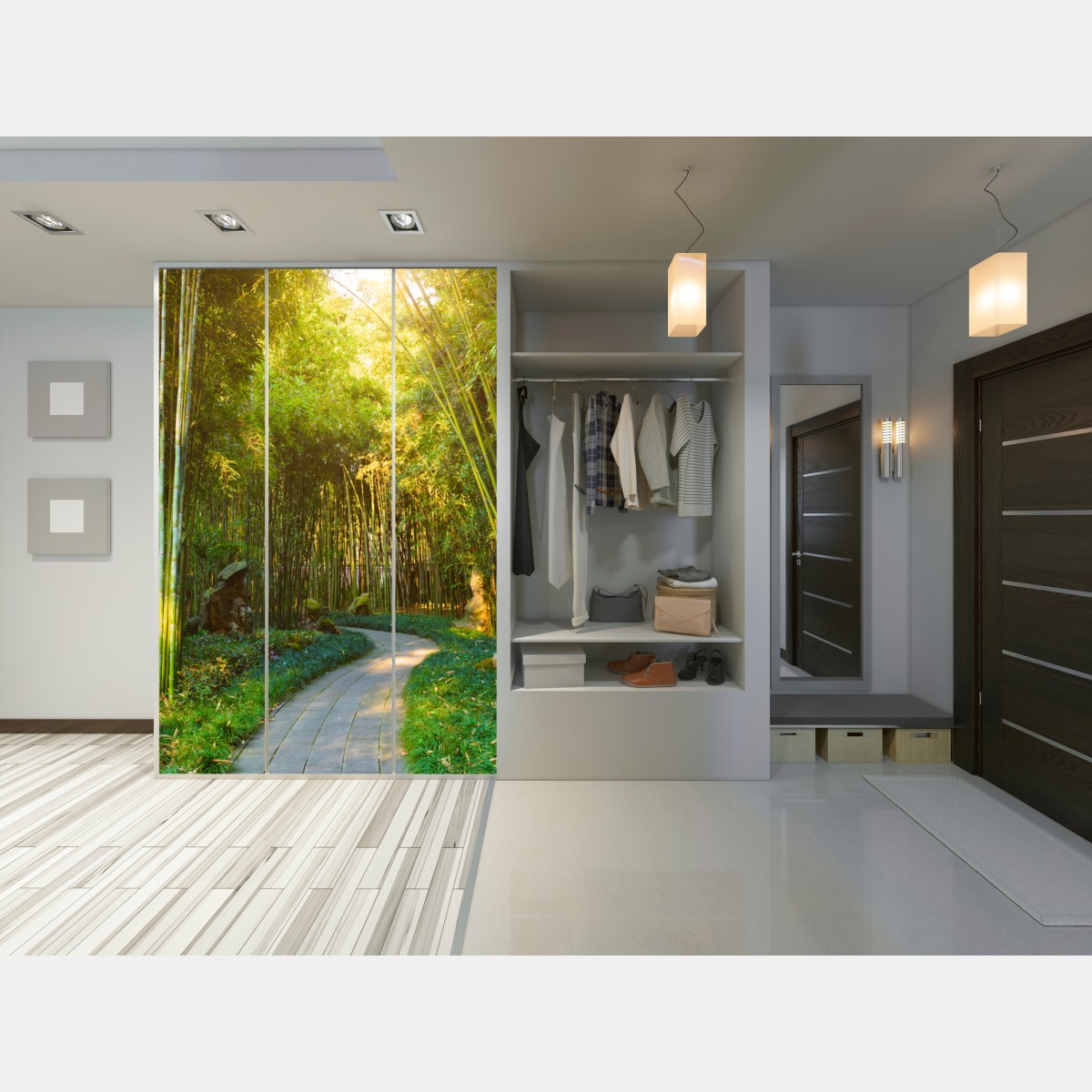 Naklejka na szafę spokojna ścieżka w bambusowym lesie – Wallissimo® Naklejka na szafę spokojna ścieżka w bambusowym lesie – Wallissimo®