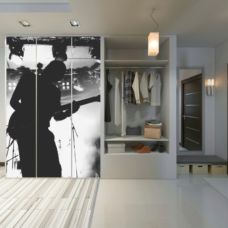 Naklejka na szafę silweta gitarzysty na koncercie – Wallissimo® Naklejka na szafę silweta gitarzysty na koncercie – Wallissimo®