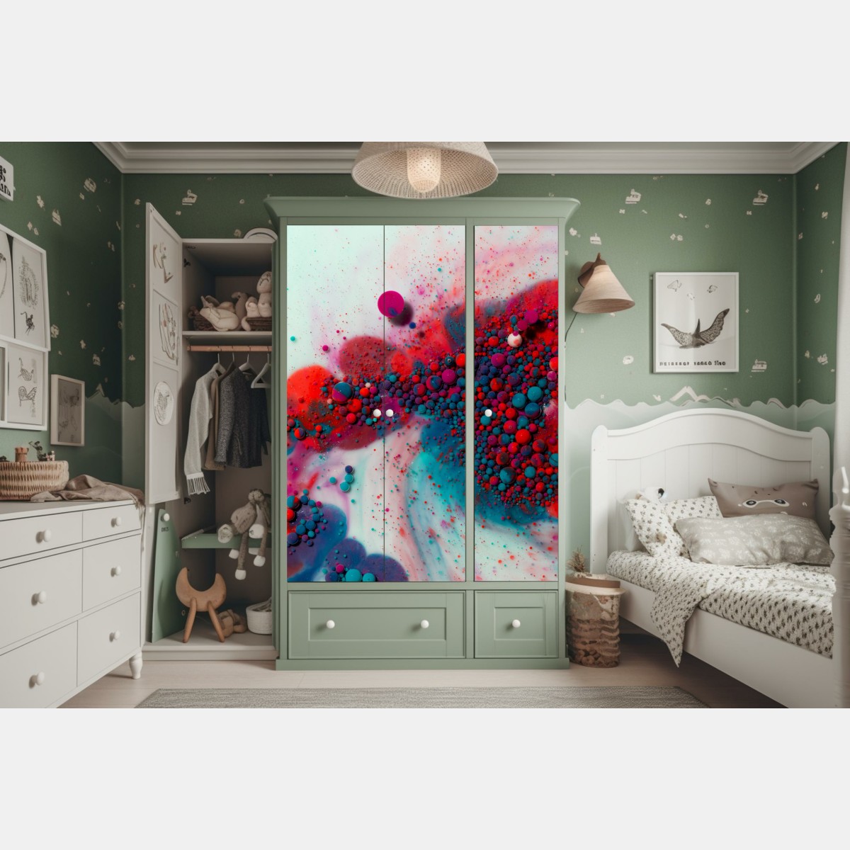 Naklejka na szafę żywy marmurowy wybuch kolorów – Wallissimo® Naklejka na szafę żywy marmurowy wybuch kolorów – Wallissimo®