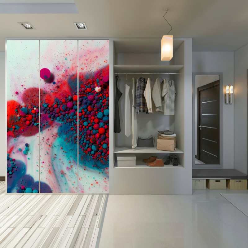 Naklejka na szafę żywy marmurowy wybuch kolorów – Wallissimo® Naklejka na szafę żywy marmurowy wybuch kolorów – Wallissimo®