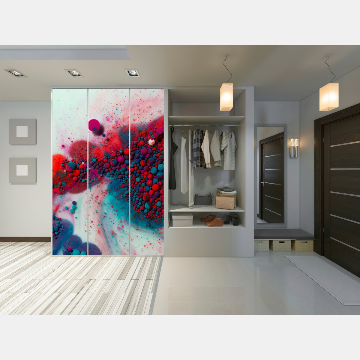 Naklejka na szafę żywy marmurowy wybuch kolorów – Wallissimo® Naklejka na szafę żywy marmurowy wybuch kolorów – Wallissimo®