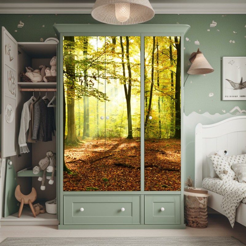 Naklejka na szafę mglista górska panorama – Wallissimo®