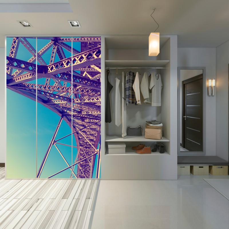 Naklejka na szafę abstrakcyjna stalowa konstrukcja mostu w perspektywie – Wallissimo® Naklejka na szafę abstrakcyjna stalowa konstrukcja mostu w perspektywie – Wallissimo®