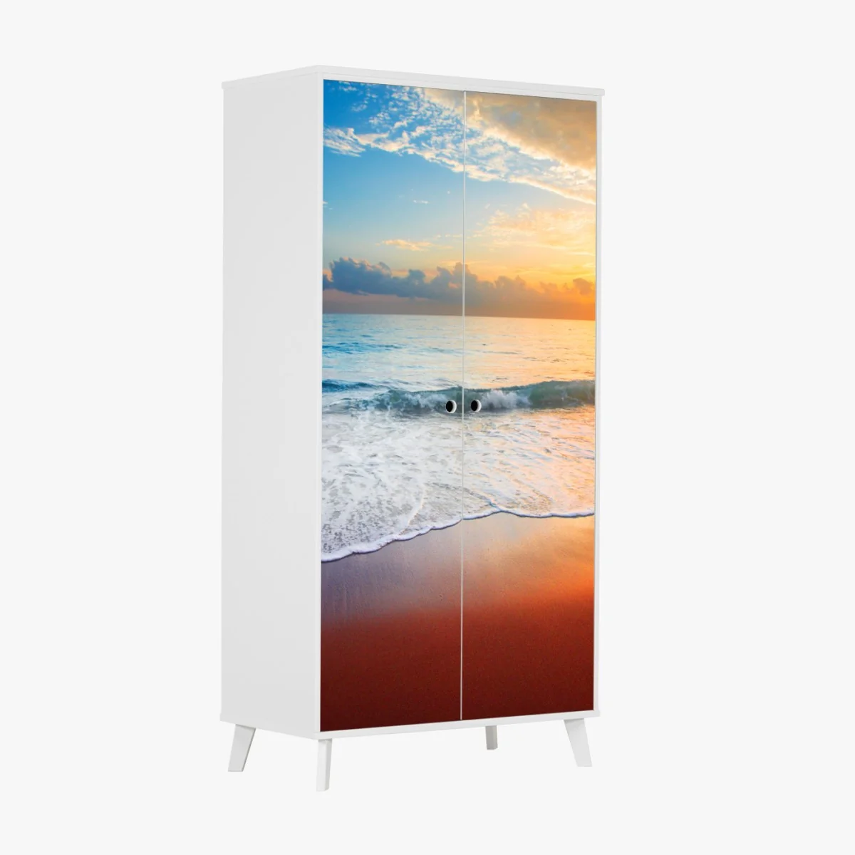 Naklejka na szafę spokojny zachód słońca nad oceanem – Wallissimo® Naklejka na szafę spokojny zachód słońca nad oceanem – Wallissimo®