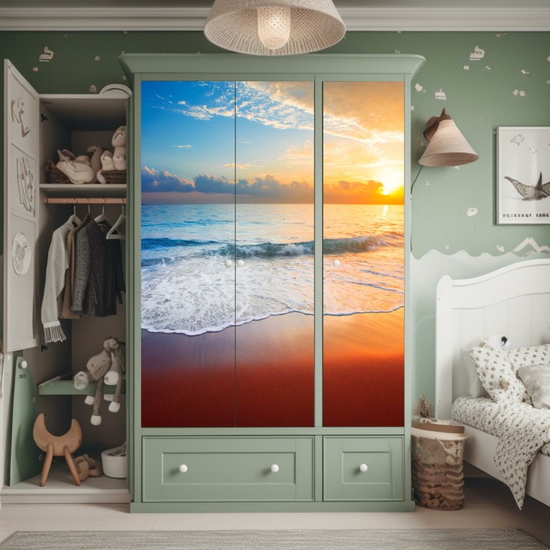 Naklejka na szafę niebieski kwiatowy wzór toile – Wallissimo®