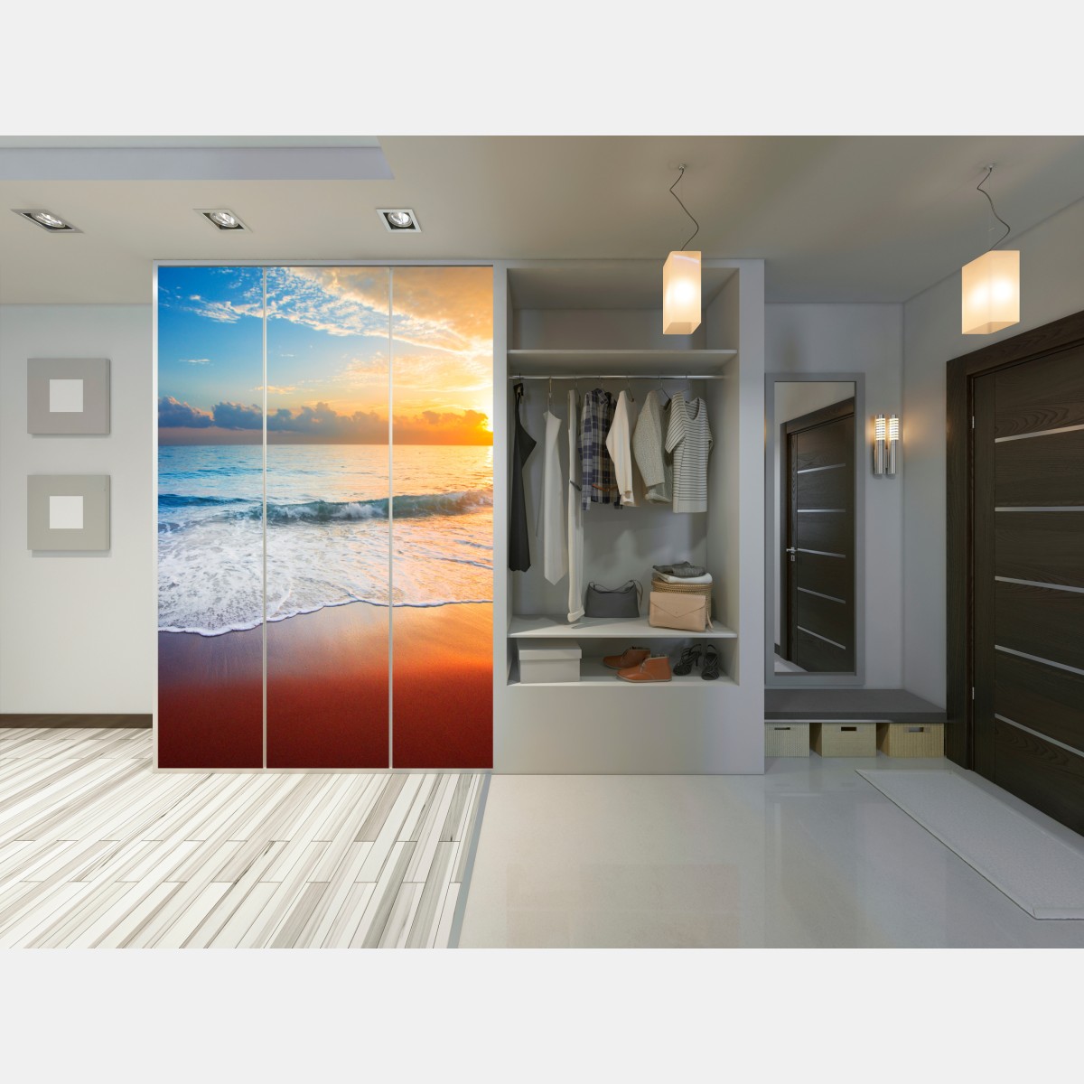 Naklejka na szafę spokojny zachód słońca nad oceanem – Wallissimo® Naklejka na szafę spokojny zachód słońca nad oceanem – Wallissimo®