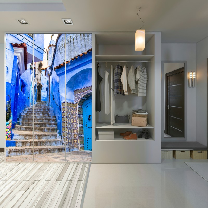 Naklejka na szafę niebieska uliczka w Chefchaouen, Maroko – Wallissimo® Naklejka na szafę niebieska uliczka w Chefchaouen, Maroko – Wallissimo®