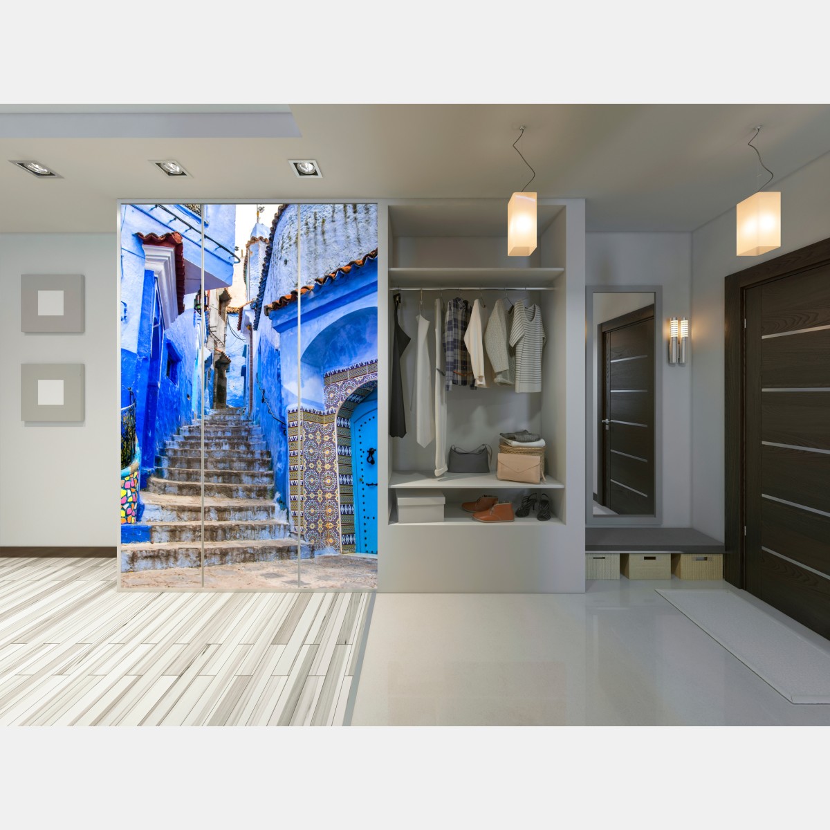 Naklejka na szafę niebieska uliczka w Chefchaouen, Maroko – Wallissimo® Naklejka na szafę niebieska uliczka w Chefchaouen, Maroko – Wallissimo®