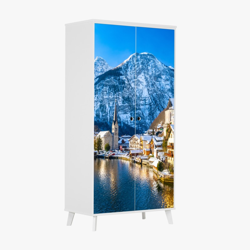 Naklejka na szafę niebieski kwiatowy wzór toile – Wallissimo®