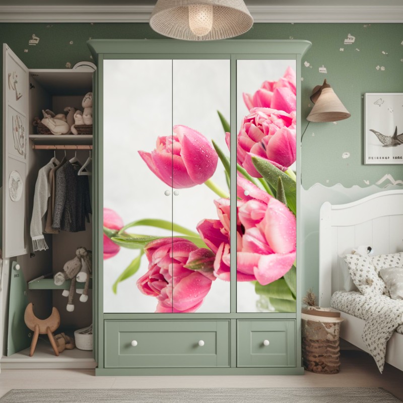 Naklejka na szafę pastelowy pop-artowy portret piękna – Wallissimo®