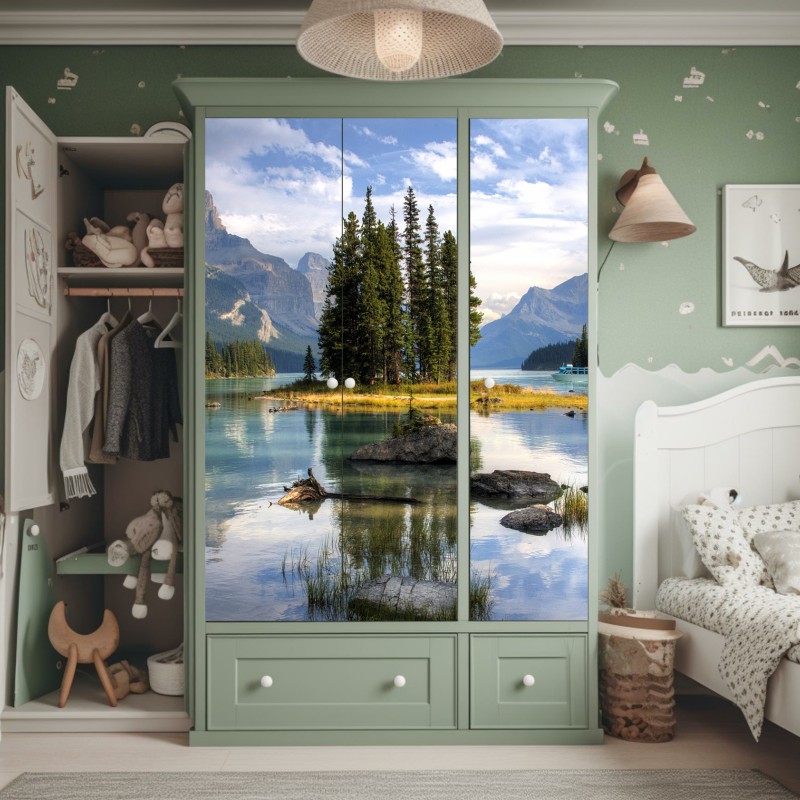 Naklejka na szafę leśny strumień porośnięty mchem – Wallissimo®