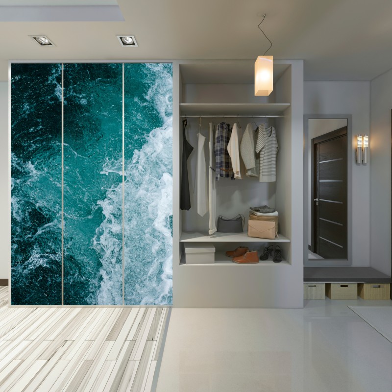 Naklejka na szafę turkusowe fale morskie – Wallissimo® Naklejka na szafę turkusowe fale morskie – Wallissimo®
