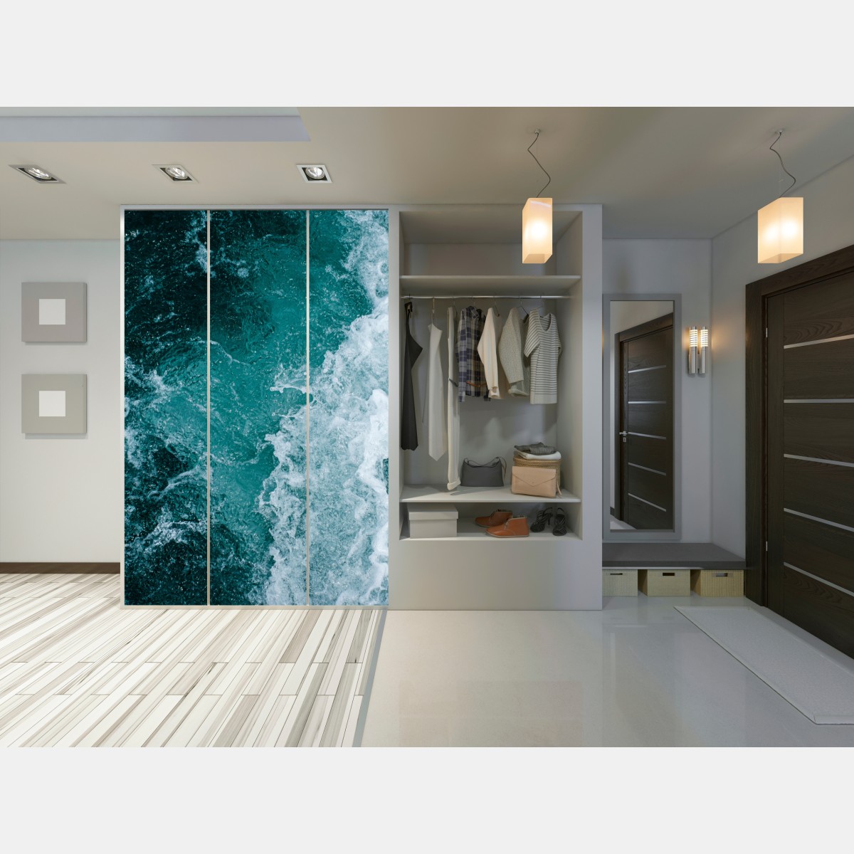 Naklejka na szafę turkusowe fale morskie – Wallissimo® Naklejka na szafę turkusowe fale morskie – Wallissimo®