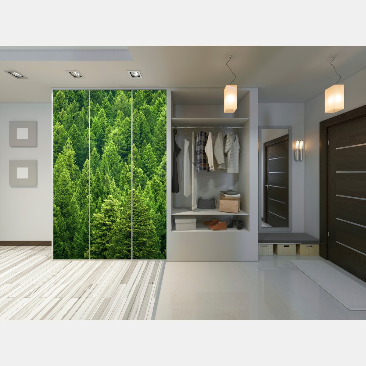 Naklejka na szafę bujna korona lasu sosnowego – Wallissimo® Naklejka na szafę bujna korona lasu sosnowego – Wallissimo®