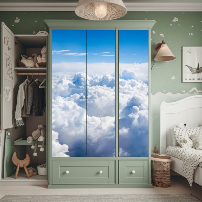 Naklejka na szafę tropikalny wzór hibiskusa i plumerii – Wallissimo®