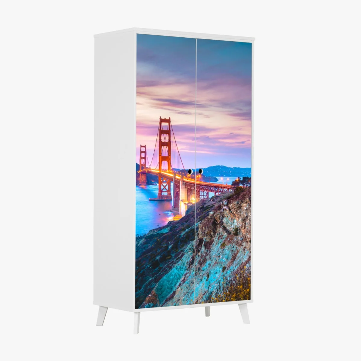 Naklejka na szafę Golden Gate Bridge o zmierzchu – Wallissimo® Naklejka na szafę Golden Gate Bridge o zmierzchu – Wallissimo®