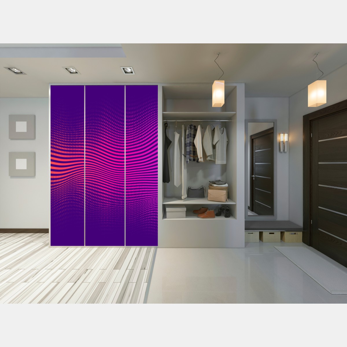 Naklejka na szafę żywy gradient falowy wzór – Wallissimo® Naklejka na szafę żywy gradient falowy wzór – Wallissimo®