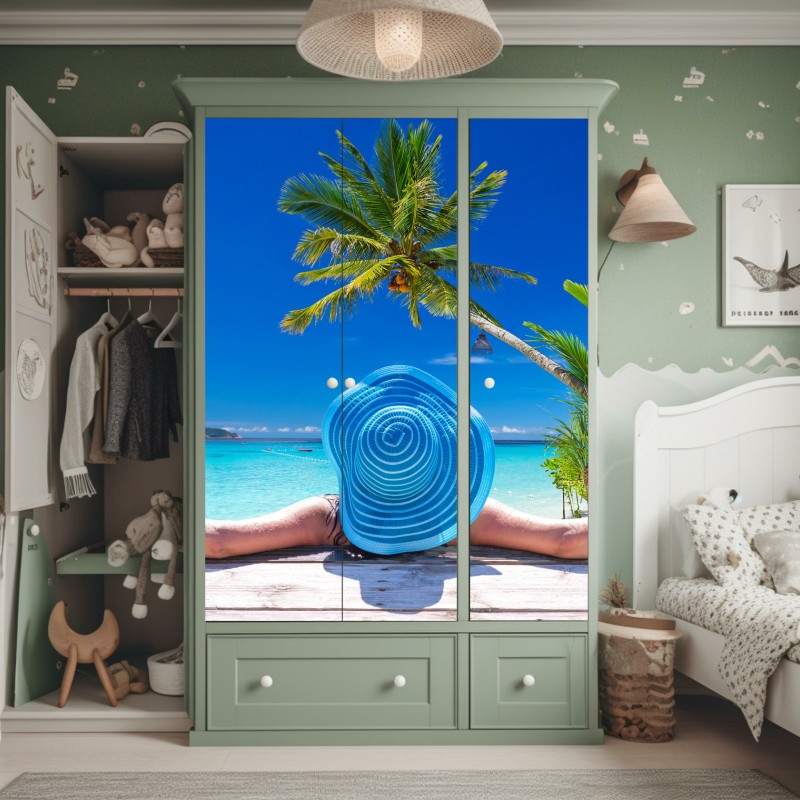 Naklejka na szafę złote Wat Arun o zmierzchu – Wallissimo®