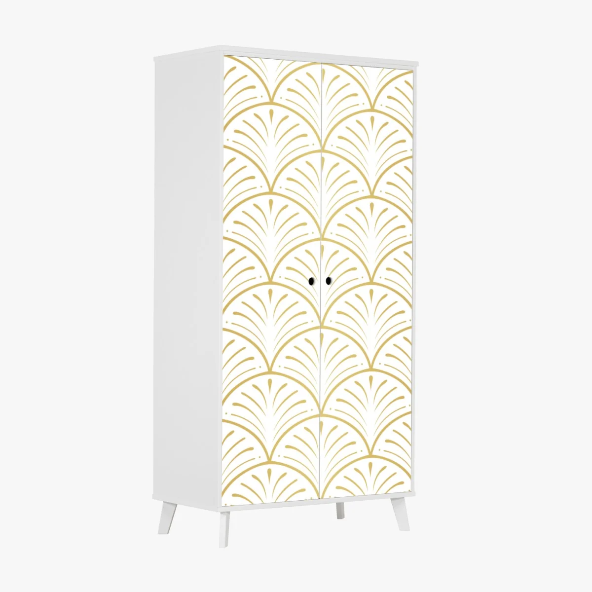 Naklejka na szafę złoty wzór art deco w stylu wachlarza – Wallissimo® Naklejka na szafę złoty wzór art deco w stylu wachlarza – Wallissimo®