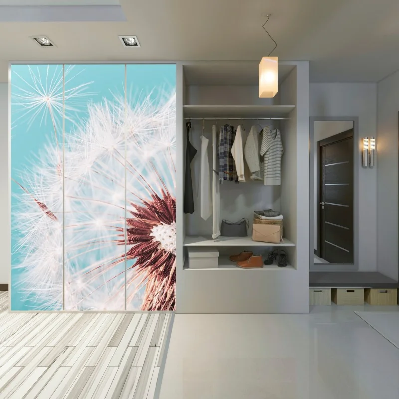 Naklejka na szafę delikatny dmuchawiec na turkusowym tle – Wallissimo® Naklejka na szafę delikatny dmuchawiec na turkusowym tle – Wallissimo®