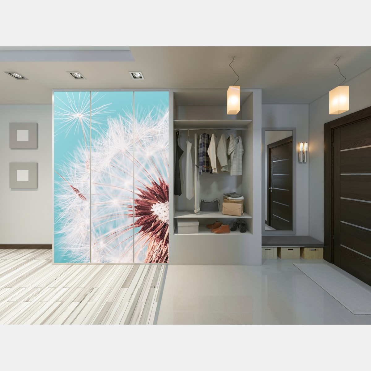 Naklejka na szafę delikatny dmuchawiec na turkusowym tle – Wallissimo® Naklejka na szafę delikatny dmuchawiec na turkusowym tle – Wallissimo®