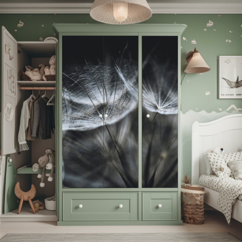 Naklejka na szafę różowy akwarelowy motyw botaniczny – Wallissimo®