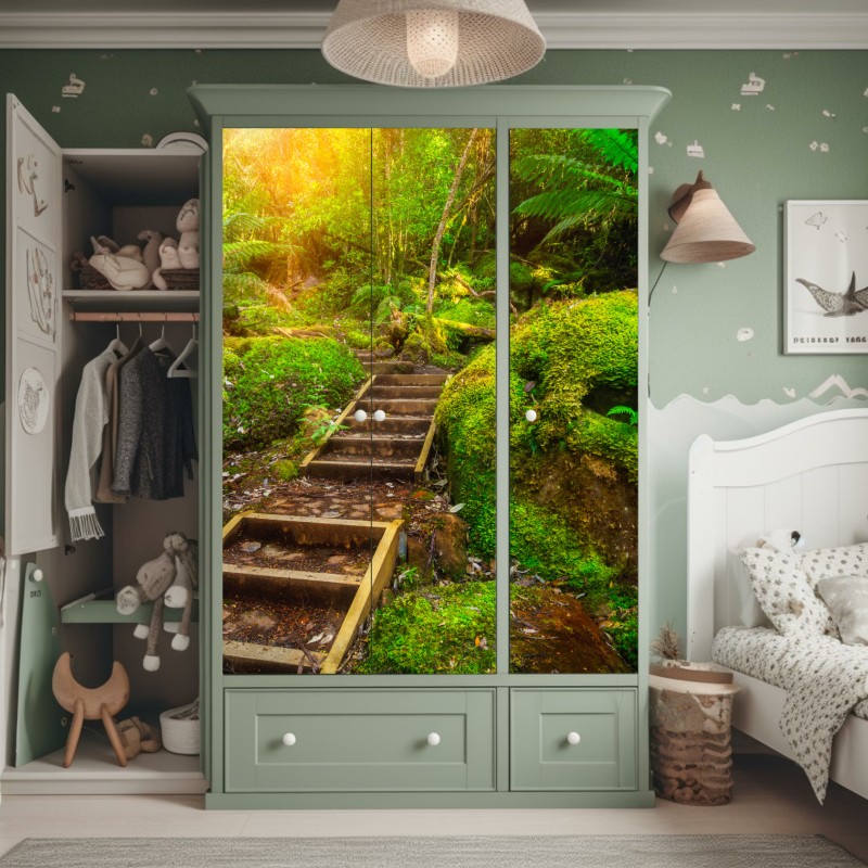 Naklejka na szafę ornamentalny złoty wzór chmur – Wallissimo®