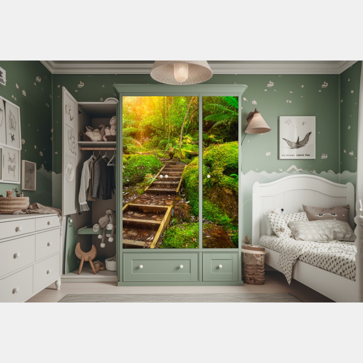 Naklejka na szafę ścieżka w lesie deszczowym na Półwyspie Tasmańskim – Wallissimo® Naklejka na szafę ścieżka w lesie deszczowym na Półwyspie Tasmańskim – Wallissimo®